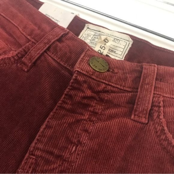 Current/Elliott The Stiletto Burgundy Skinny Corduroy Pants Size 25 NWT - Picture 10 of 11